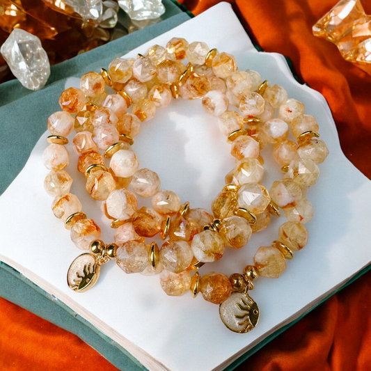 Citrine w/ Gold Accents - Stretch Bracelet