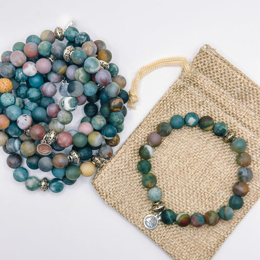 Matte Fancy Jasper - Stretch Mala Bracelet